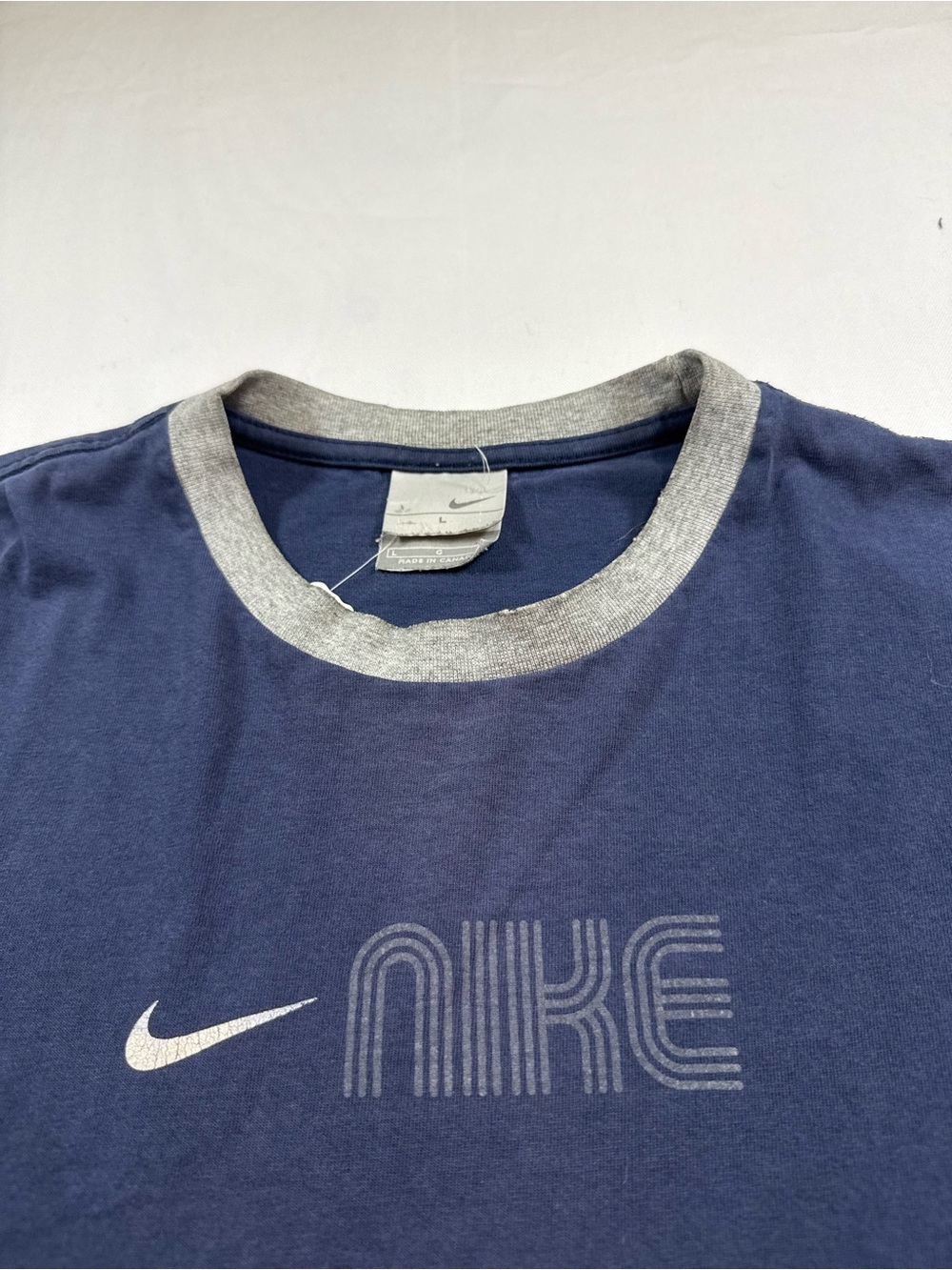 Vintage Nike Faded Shirt Grey Collar Y2K Grey Tag Nike Shirt